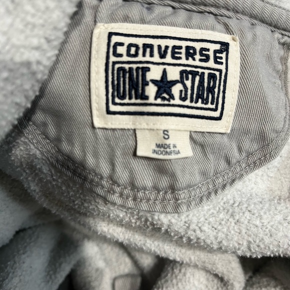 Sz small Converse one star Retro Full Zip Hoodie gray with pockets. Unisex - Picture 6 of 7